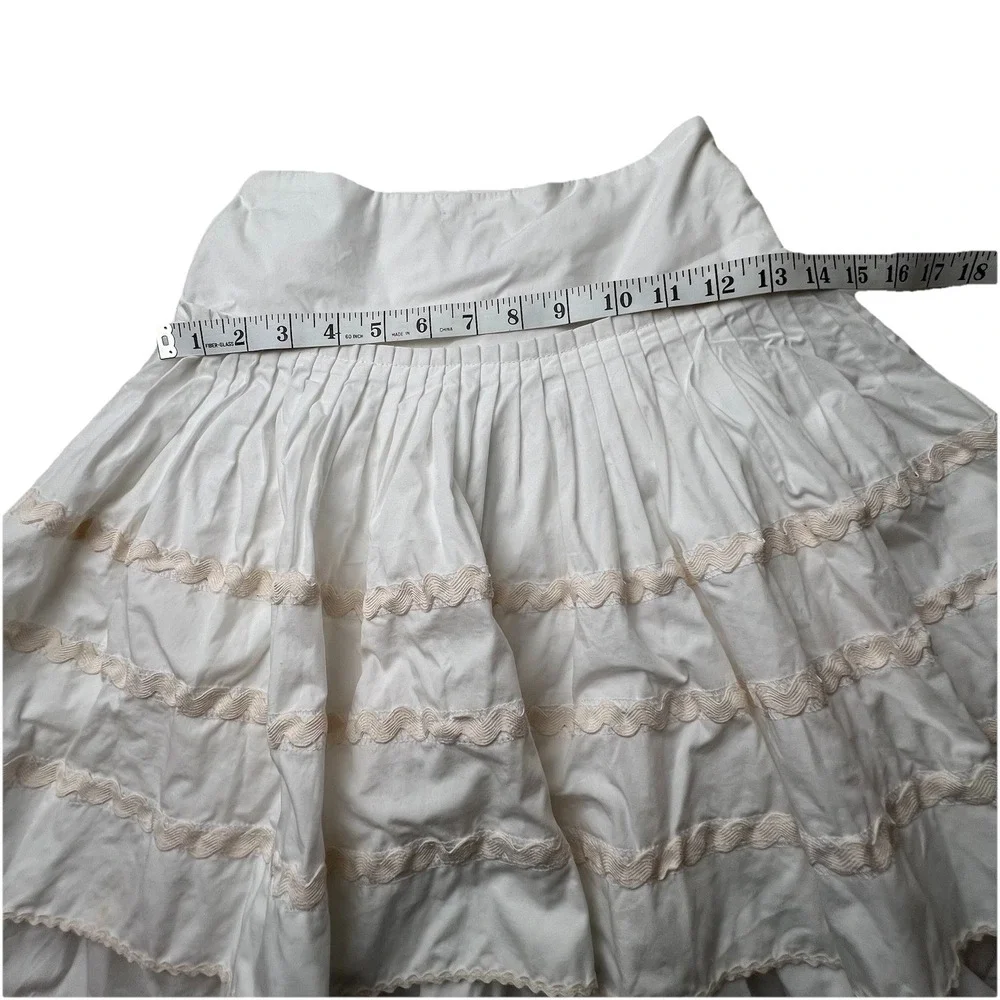 The Children's Place Girls White Beige Cotton Tiered Ruffle RicRac Trim Skirt  8